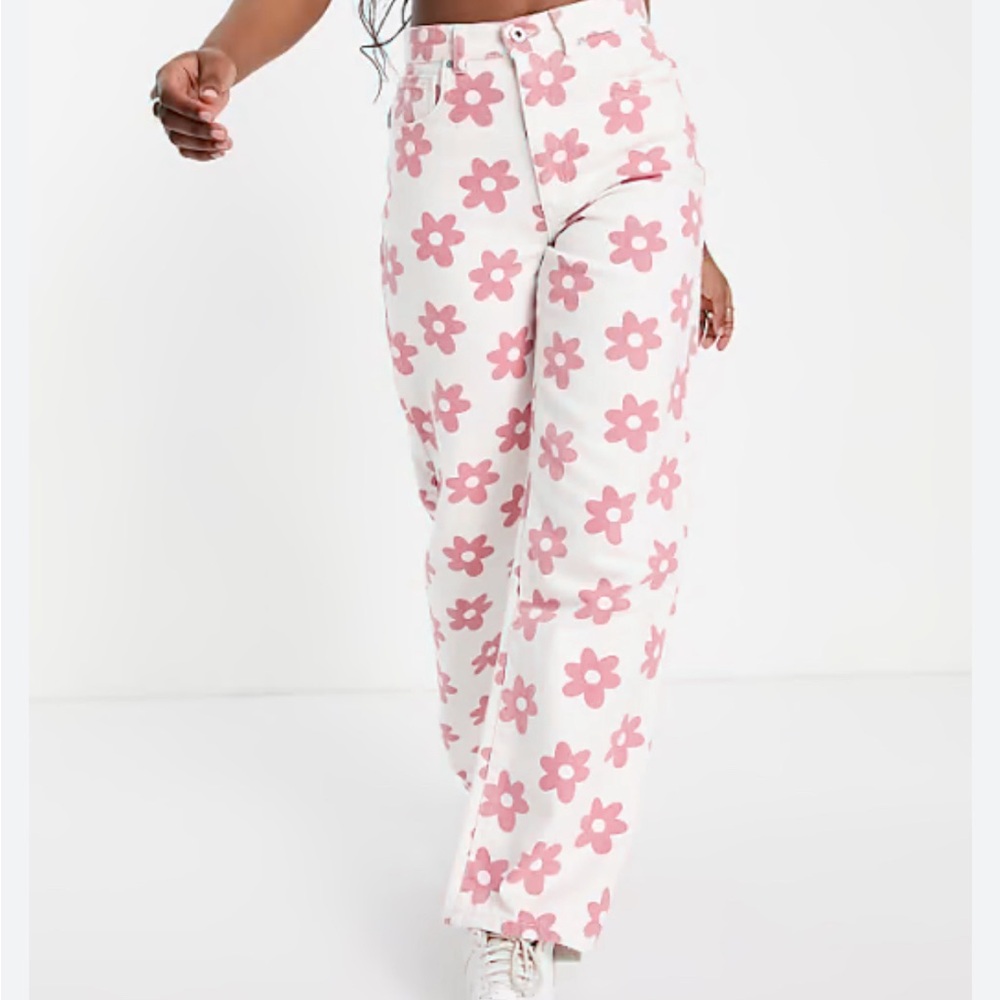Cotton On | EUC - Floral Print Loose Straight Leg Jean - Size 4